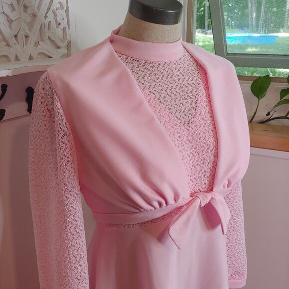 Vintage Pink Maxi Dress with Jacket - Picture 2 of 12